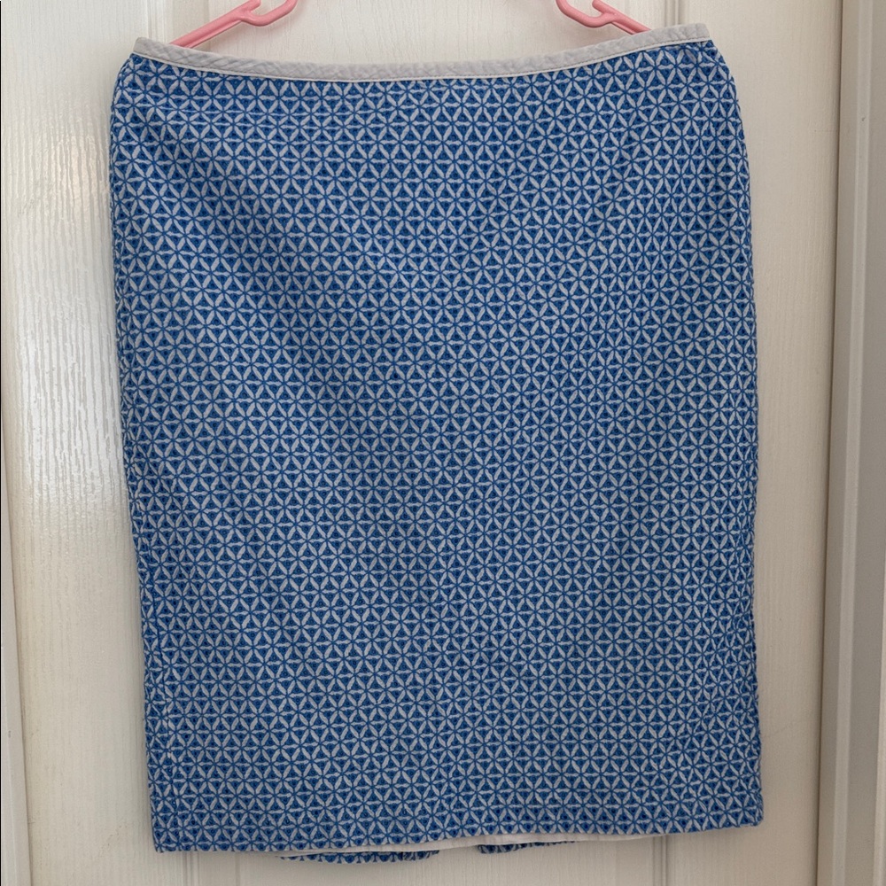 Talbots Blue Geometric Pencil Skirt